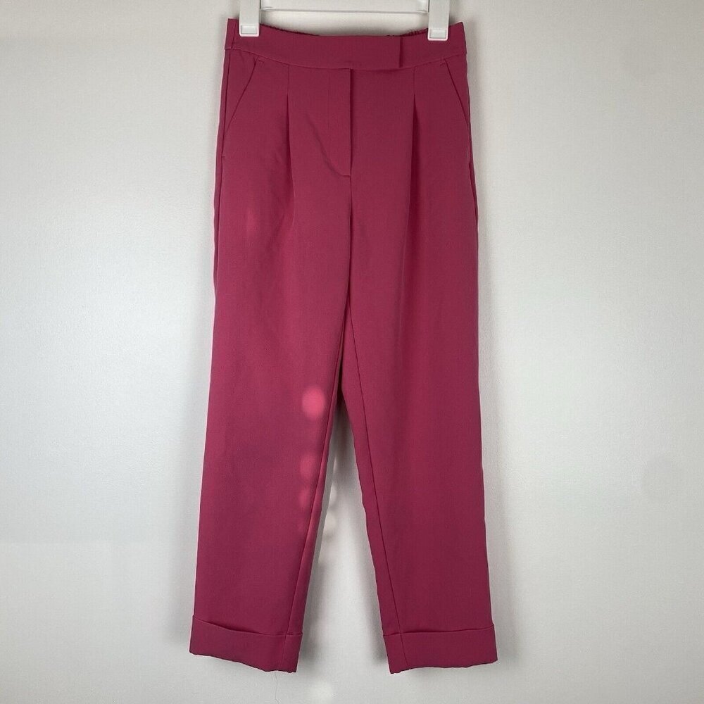Loft Outlet Women's High Rise Wide Leg Pants Size XS Bright Pink Barbie